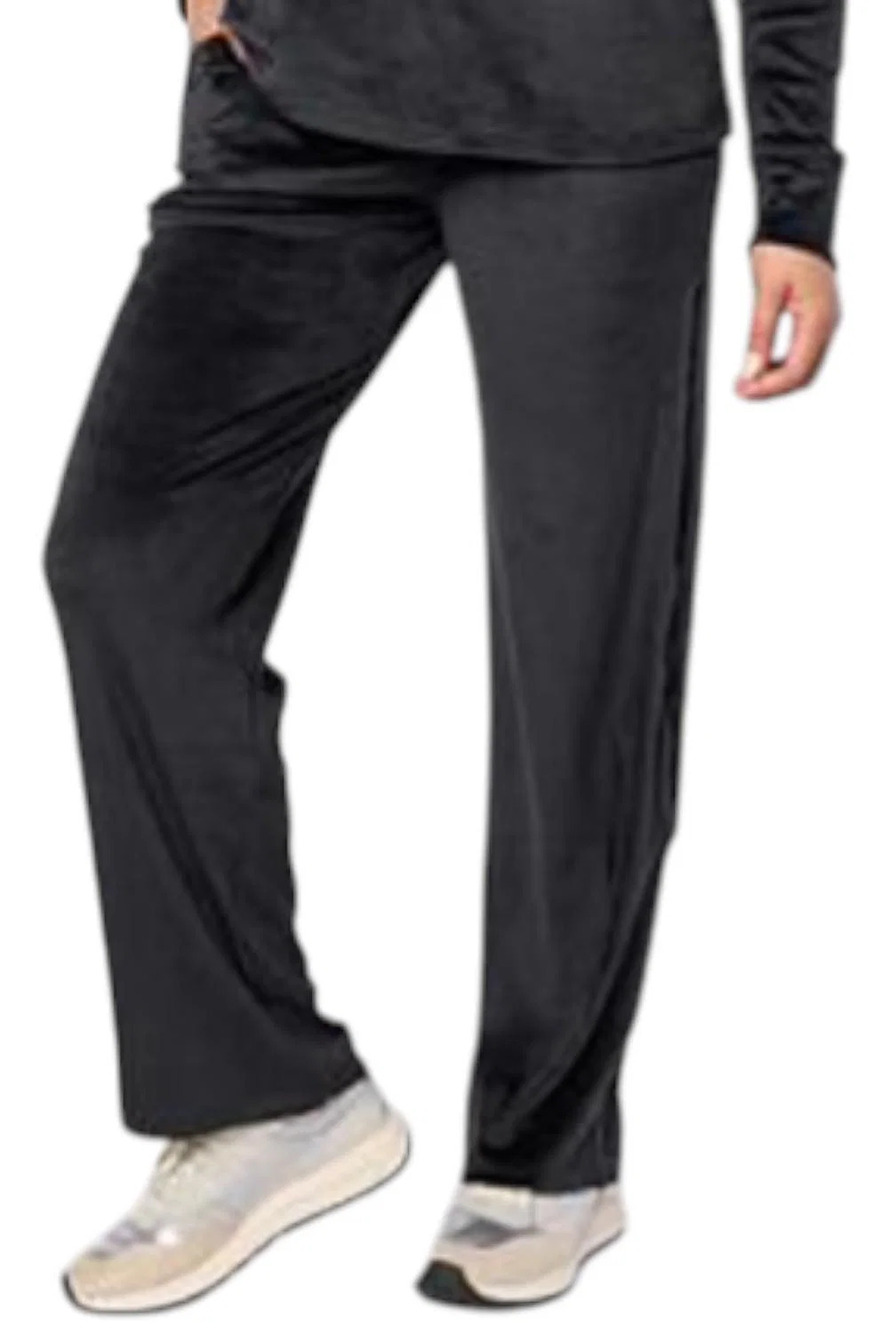 Comfort Code Women's Silky Velvet Satin Sleep Pants Black - Regular